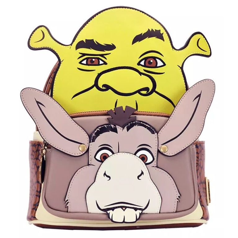 Mochila con la cara de Shrek y Burro de la película "Shrek".